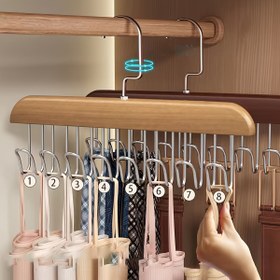 Resim 1 Adet Ahşap Askı 8 Metal Kancalı, Takımlar, Ceketler, Kravatlar, Şapkalar, Kemerler, Askılar & Elbiseler İçin Pürüzsüz Retro Bitiş - Yer Tasarruflu Dolap Düzenleyici, Kolay Kurulum 