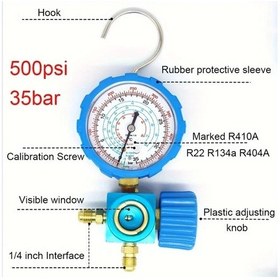 Resim Dashanshop Mavi Soğutucu Basınç Göstergesi Hvac R410a R22 R134a Uyumlu Alaşım 