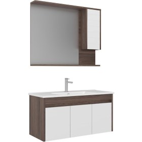 Resim Orka Serra 100 Cm Navaro/beyaz Banyo Dolabı Takımı Navaro/beyaz 