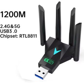Resim Kebidumei 1200 Mbps Wifi Usb 3.0 Yüksek Hızlı 5ghz Çift Bant Adaptör Wifi 5 Adaptör 