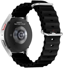 Resim Huawei Watch GT Runner-Sport 46mm- GT2 E 22mm İle Uyumlu Seaflex Ocean Silikon Kordon Siyah Siyah 