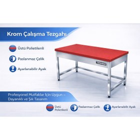 Resim sc sonsesconcept Çalışma Tezgahı, Polietenli, Krom , Paslanmaz, 150 x 60 x 85 