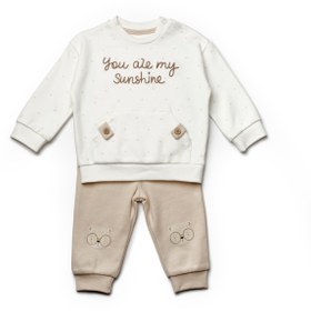 Resim Organik Pamuk Teddy Bear Kanguru Cepli Takım - 9-12 Ay 