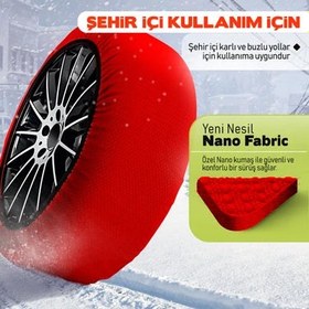 Resim Dust Kar Çorabı - Kar Zinciri Alternatifi Lastik Çorabı | Karlı & Buzlu Yol Tutucu - M 