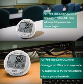 Resim Sevgift AZ 7798 Dijital Karbondioksit, Sıcaklık ve Nem Kayıt Cihazı 