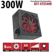 Resim PowerBoost BST-ATX300R 300w PPFC 12cm Kırmızı Fanlı ATX PSU (Retail Box) 