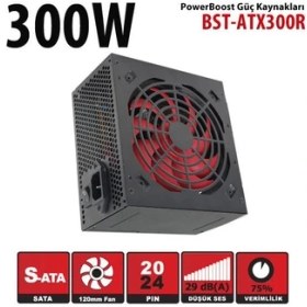 Resim PowerBoost BST-ATX300R 300w PPFC 12cm Kırmızı Fanlı ATX PSU (Retail Box) 