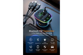 Resim Özgürce Yüksek Hızlı Araç Şarj Cihazı, 3 USB Port, Bluetooth Fm Transmitter 
