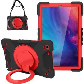 Resim Samsung Tab A7 10.4 (2020) T500 / T505 Pc + Silikon Kılıf Siyah + Kırmızı 