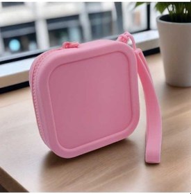 Resim Novahub Silikon Ruj Bankası, Kart & Kulaklık Çantası Küçük Kare Tasarım Pembe Pembe 