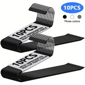 Resim 10 adet Yerden Tasarruflu Kaz Z-şekilli Pantolon Askısı Dayanıklı Metal Malzeme Çok Fonksiyonlu Pantolon Depolama Ev Malzemeleri, Giyim Mağazası Pantolon Ekranı Kıyafet Rafı 