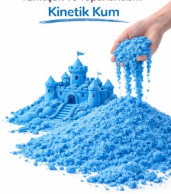 Resim HEROES 500 Gr Mavi Kinetik Kum - Eğlenceli Akışkan Eğitici Kinetik Oyun Kumu Mavi 