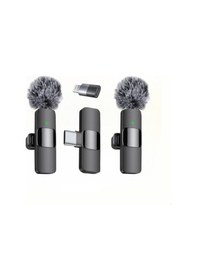 Resim Kablosuz Tüylü Siyah Yaka Mikrofonu Type-c Ve Apple Uyumlu Bluetooth 5.0 2 Li Set 