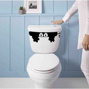 Resim cnpromosyon Sifona Saklalan Komik Şaşkın Gözler Silüeti Klozet Dekoratif Sticker, Banyo, Duvar Çıkartma 