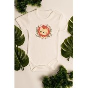 Resim Limon Kız Bebek Aslan Baskılı Ekru Çıtçıtlı Body 5039 Pamuklu Zıbın 