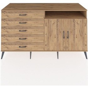 Resim Kronos Konsol 2 Raflı 5 Çekmeceli 2 Kapaklı 176x59x99 Çam-çam Çam-çam 