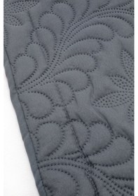 Resim Örtüm Sarmaşık Çift Kişilik Düz Renk Yatak Örtüsü - Füme 