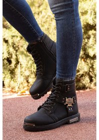 Resim D218 Unisex Kışlık Kar Botu Siyah 