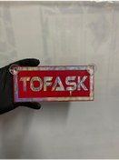 Resim Kırmızı Renk Üzeri Hologram Renk Tofaşk Yazılı Vantuzlu Cam Süsü 