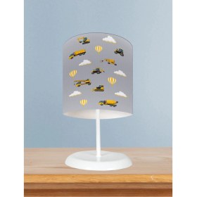 Resim Bebek ve Çocuk Odası Iş Makinalı Sesekli Yol Desenli Abajur 