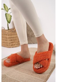 Resim Modafrato Havlu Çapraz Kadın Ev Terliği Kışlık Terlik Ses Yapmaz 001 