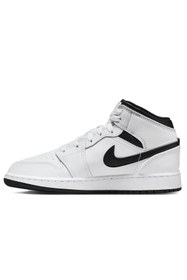 Resim Nike Air Jordan 1 Mıd Leather Unisex Sneaker Hakiki Deri Bilekli Günlük Spor Ayakkabı Beyaz 