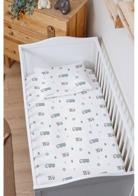 Resim Organik Bebek Boy Lastikli Çarşaf Seti 70x110 - Şehir Macerası 