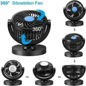 Resim Yiza Araç Içi 360 Derece Dönebilen Soğutucu Araç Vantilatör 12V Çakmaklıklı 