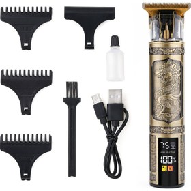 Resim NETAVANTAJ Nave N9 LED Ekranlı Çelik Kasa Profesyonel T-bıçak Saç Sakal, Ense Çizim Lazer Öncesi Tıraş Makinesi 
