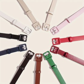 Resim Kadınlar için basit ve çok yönlü etek kemer aksesuarı olan 1 adet PU tokalı küçük kare tokalı kemer 