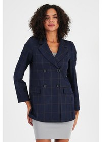 Resim Alexandergardı Ekoseli Astarsız Cepli Kruvaze Blazer Ceket B24-00202 001 