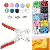 Resim 402 Parça Renkli Kilitli Düğme Seti, El Pres Pliers ile, Çeşitli Renklerde Dikiş, DIY El Sanatları, Giyim, Şapka, Çanta, Dikiş Malzemeleri, Metal Malzeme, Rastgele Renk Seçimi 
