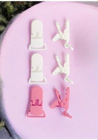 Resim Joyous Mom Kids 3'lü Pamuk Müslin Bebek Emzik Askısı Plastik Klips Tutacaklı Açık Pembe - Gülkurusu 