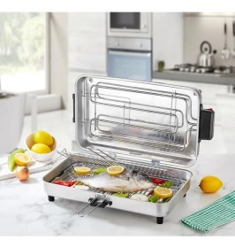 Resim Geniş 45X27CM Elektrikli Izgara, Dayanıklı ve Kullanışlı Gri Tasarım 