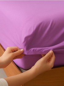 Resim Tek/çift Kişilik %100 Pamuk Ranforce Lastikli Çarşaf Takımı Lila Beyaz 