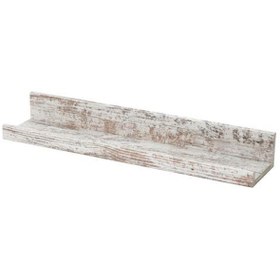 Resim Duvar Rafı Çam Eskitme Görünümlü Beyaz Natürel Renk MeridyenDukkan 55 cm Çerçeve-Dekorasyon Rafı 
