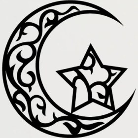 Resim Gmwax Hilal ve Yıldız Duvar Dekor Sticker 60 x 60 cm 