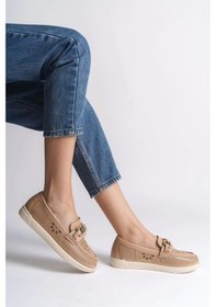 Resim Layla Bağcıksız Ortopedik Rahat Taban Çiçek Desenli Kadın Babet Ayakkabı Kt - Ten Ten 