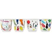 Resim - 4'lü Moka Kahve Bardak Seti - Kulpsuz Kahve Shot Bardağı - Bicchierini - Karma Renk - Arte Desen Serisi - Porselen 