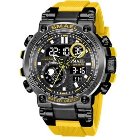 Resim Hanyang Sarı Smael Açık Mavi Spor Dijital Saat Erkekler Için Su Geçirmez Çift Zaman Göstergeli Kronograf Quarz Kol Saati, Otomatik Tarih Haftası 1803B (Yurt Dışından) 