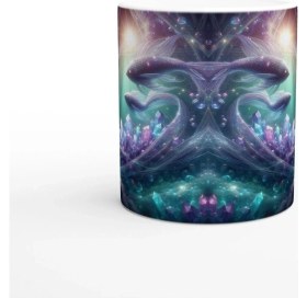 Resim Balık Burcu Baskılı Kahve Kupası - Büyülü Kristal Mağarası Temalı Vs4 