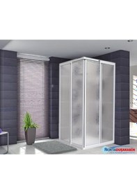 Resim Teknesiz Kare Duşakabin Plastik Camlı Beyaz Profilli Beyaz 