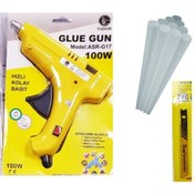 Resim TUDOR Sıcak Kalın Mum Silikon Tabancası 100 Watt Anahtarlı Sarı 10 Mum Ve Soma Uç 