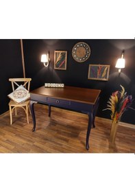Resim Wooding-Mobilya Wooding 120 Cm Çekmeceli Masif Lacivert Ceviz Çalışma Masası 