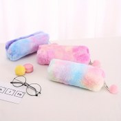 Resim 1 adet Renkli Blok Karikatür Peluş Sekizgen Kalem Kutusu, Hafif Polyester Fermuarlı Kalem Kutusu, Polyester Astar ve Fermuarlı Cep, Sevimli Kızların Öğrenciler için Basit Depolama Çantası 