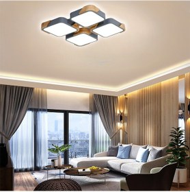 Resim Kare Antrasit Kumandalı Dimli 3 Işık Renkli Ahşaplı 50x50cm Led T Anrasit 