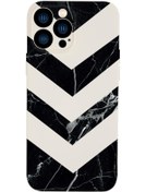 Resim mooodcase Iphone 13 Pro Uyumlu Mermer Üçgen Desenli Kamera Lens Korumalı Darbe Emici Silikonlu Lansman Kılıf 