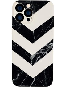 Resim mooodcase Iphone 13 Pro Uyumlu Mermer Üçgen Desenli Kamera Lens Korumalı Darbe Emici Silikonlu Lansman Kılıf 