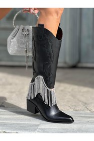 Resim Giydim Gidiyor Elementa Kristal Taşlı Kovboy Çizme Siyah 