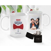 Resim Bk Gift Kişiye Özel Babalar Günü Hediyesi Fotoğraflı Kupa Bardak Ve Benzinli Çakmak Seti-83 